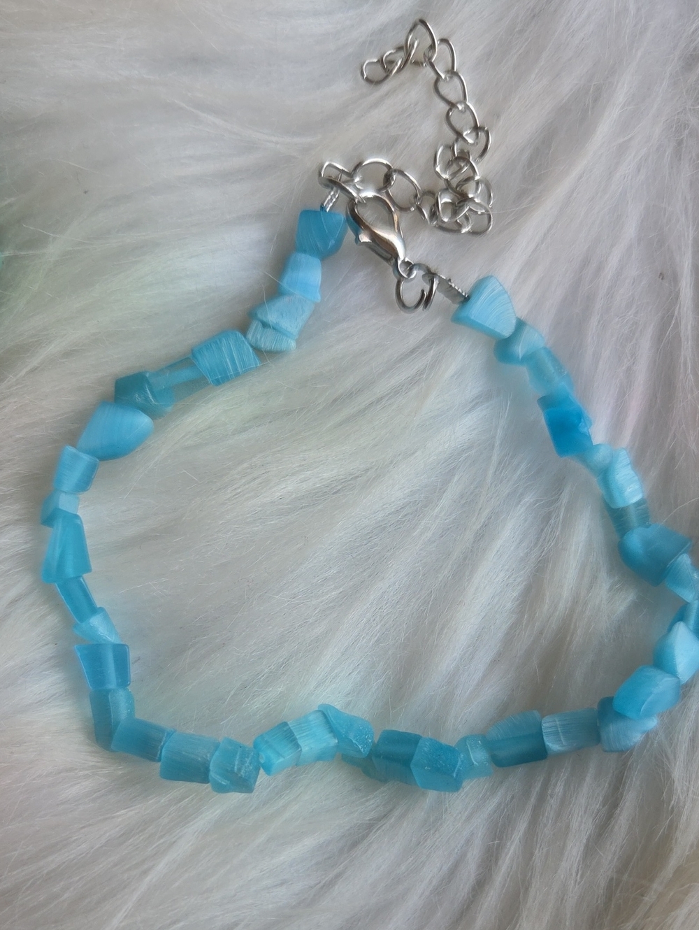 Plus Size Blue Cats Eye Gemstone Bracelet Or Anklet